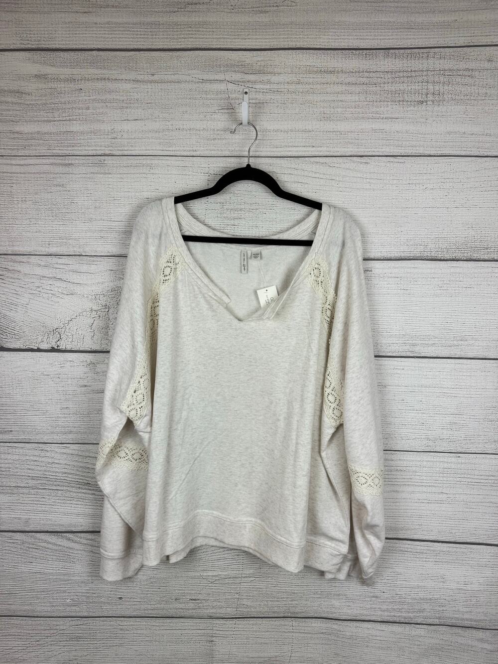 Cato Plus Size Cream Lace Detail Soft Sweatshirt Size 26/28W